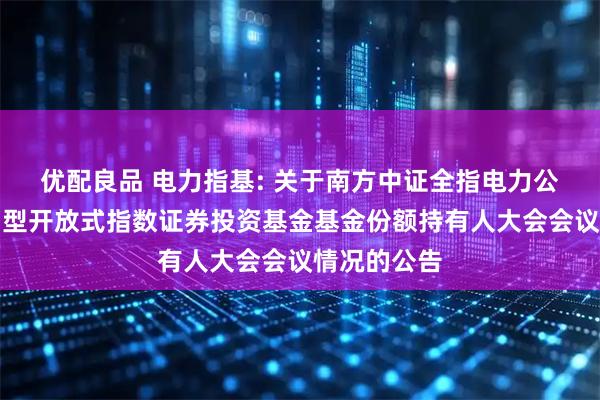 优配良品 电力指基: 关于南方中证全指电力公用事业交易型开放式指数证券投资基金基金份额持有人大会会议情况的公告