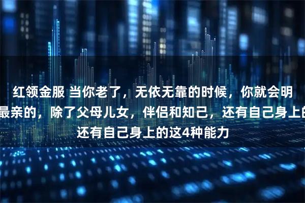 红领金服 当你老了，无依无靠的时候，你就会明白，这辈子最亲的，除了父母儿女，伴侣和知己，还有自己身上的这4种能力